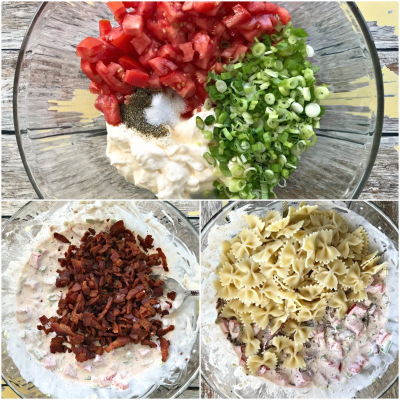 Easy Pasta Salad with Bacon and Tomatoes Process