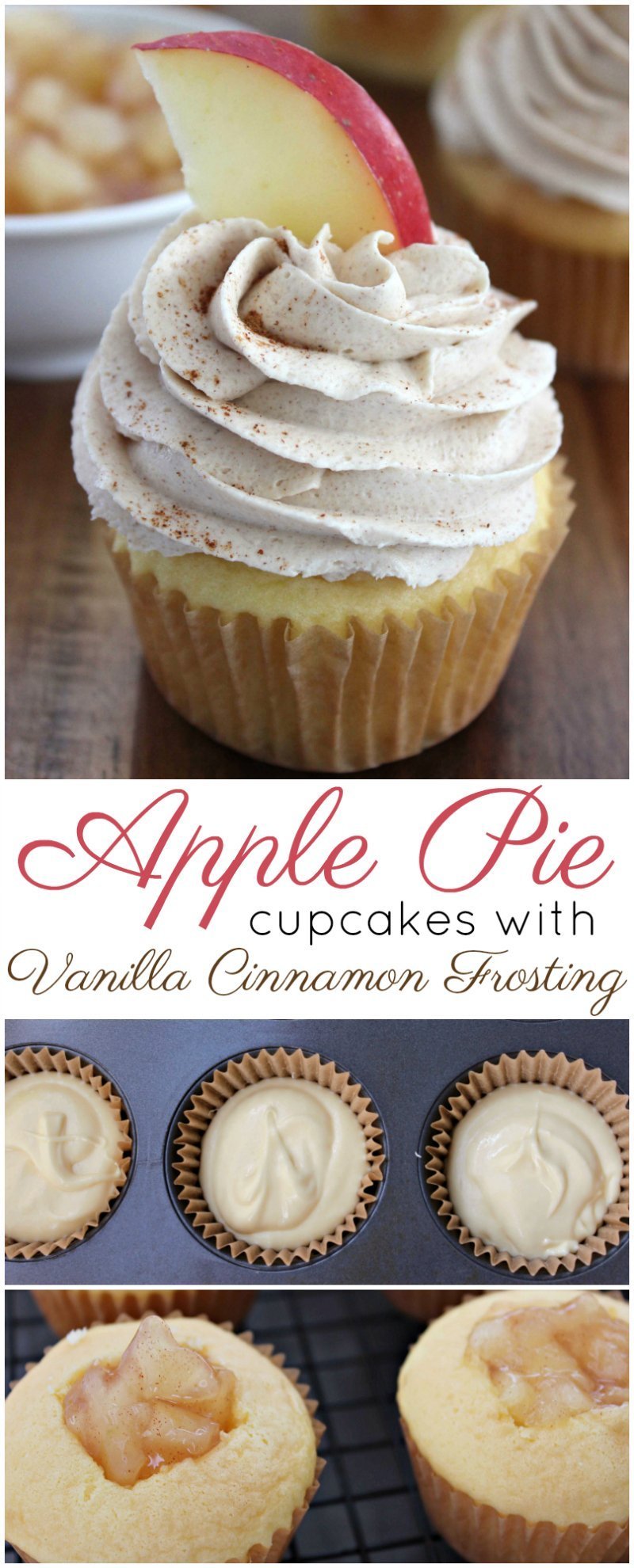 Apple Pie Cupcakes with Vanilla Cinnamon Frosting